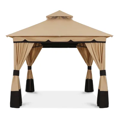 ABCCANOPY Backyard Metal Gazebo Heavy Duty Outdoor Canopy Shelter with Privacy Curtains and Netting