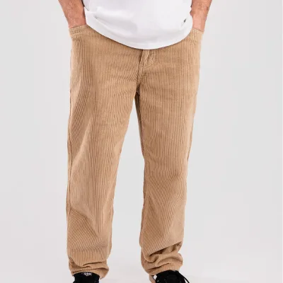 ZY Wholesale Designer Custom Logo Men Loose Fit Five Pocket Mid Rise Baggy Corduroy Pants Casual PlainBaggy Pant for Men