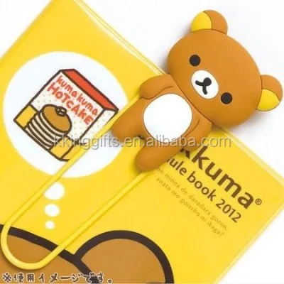 Stationery Wholesale Custom logo Paper Clip Bookmark Cute Animal Shaped 3D Soft Pvc Metal Paper Clip