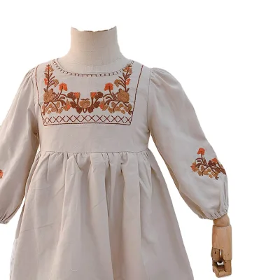 Girls'  Autumn Dress 2026 New Baby High Waist Children's Embroidery Dress