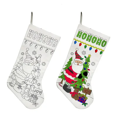 Custom DIY Colored Linen Christmas Stockings for Festive Home Decoration