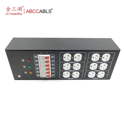 6-way US Gauge Distribution Box 32A US Plug Portable Stage Three-phase Five-wire Stage Lamp Cabinet Electric Box Made in China