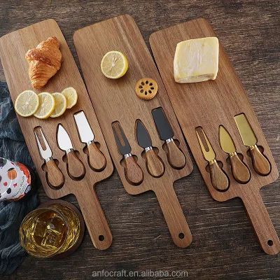Mini Multifunction Cheese Knives with Thank You Box Bulk Set of Bamboo Metal Charcuterie Boards Kitchen Christmas Guests Prizes