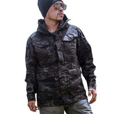 Jungle Camouflage Outdoor Trench Coat - Long Windproof Warm Jacket, Men's Adventure Workwear Clothing