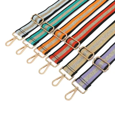 Wholesale 3.8CM Width Gold Thread Bag Straps Shoulder Crossbody Colorful Adjustable Shoulder Strap for Bag