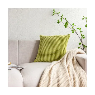 Home Textile Soft Green Corduroy Cushion Covers Modern Small Dot Pattern Polyester Fabric Pillow Cover