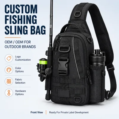 OEM Custom Latest Design Convertible Tactical Waterproof Oxford Cloth Chest Bag Men's Outdoor Fishing Backpack Rod Holder
