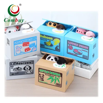 COMBUY Electronic Cartoon Plastic Coin Cat Piggy Bank with Cat Eat Money Function Saving Coin