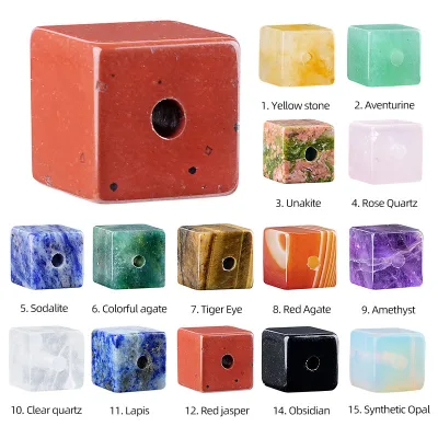 Wholesales Natural Red Agate Hole Cube Crystal Healing Stones Amethyst Bracelets Pendant Necklace Free Collocation for DIY Gift