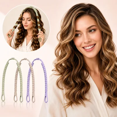 Silicone Overnight Curler with Spiral Grooves for Uniform Curls Without Heat Locking End Prevents Slippage During Sleeping