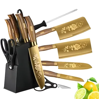 Golden Stainless Steel Household Bone-Chopping Slicing Chef's Knife Cooking Tools Kitchen Knife Set