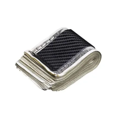 Custom logo Engraved Branded Black Carbon Fiber Money Clip