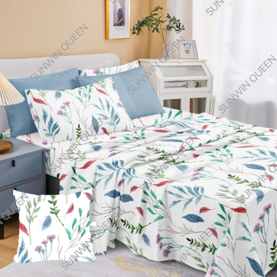 Luxury Customized Printed Hot Selling 7PCS Set Printed Sheet Sets with Fitted Sheet