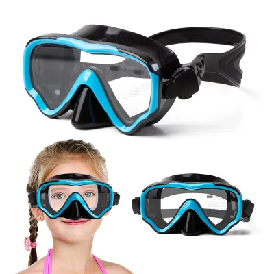 Women's Single Lens Full Face Diving Mask Clear View Oval Shape Anti-Leak Safe Breathing Anti-Fog Anti-UV Silicone Strap Kids