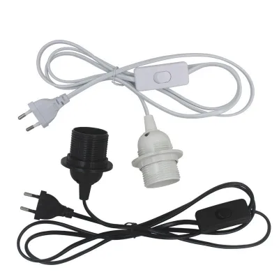 E27 Lamp Cord with Screw Holder Plastic Material White & Black Colors 1.8 Meter Length On/Off Button Switch and Plug