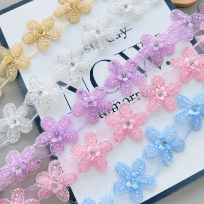 Colorful Organza Mesh Embroidery Lace Decoration for DIY Children's Dresses Metal Barcode Accessory With Brass & Copper Garments