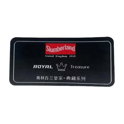 Factory Customized Recyclable Luxury Name 3D Logo Oblique Angle Straight Cut Ribbon Printing Label Woven label for Mattress