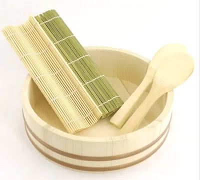 Sushi Oke Tub (Hangiri) with Sushi Making Accessory Pack - 5 Pcs/set
