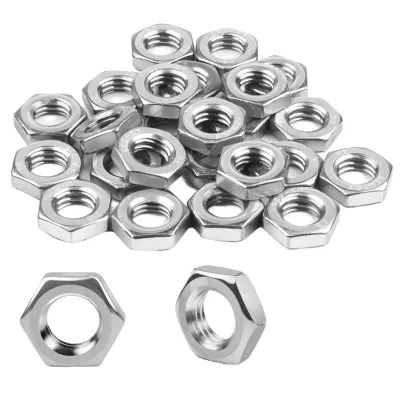 M6 Stainless Steel Hex Nuts 25 Pcs DIN439 A2 Grade Low Profile for Screws Washers Threaded Rods