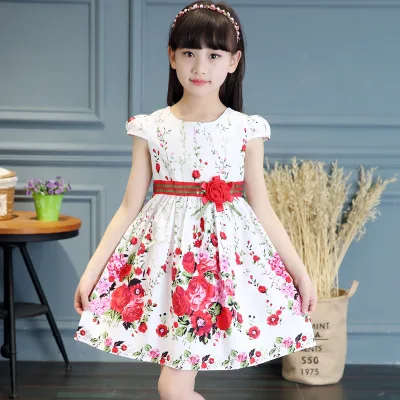 Direct Buy China Lovely Flower Korean Girl Dresses Patterns With Free Shipping