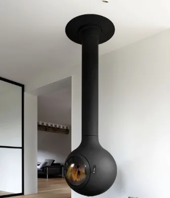 LFSS Factory Price Wood Ceiling Mounted Indoor Heater Hanging for Villa Burning Hanging Fireplace