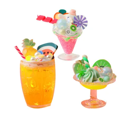 DIY Handmade Artificial Cream Glue Ice Cream Dessert Cup Kids' Food and Play Set Light Clay & Slime Kit Homemade Toys