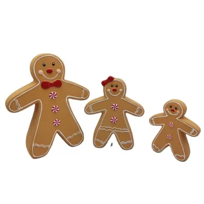 Festival Party Christmas Decoration Ceramic Gingerbread Man Statue Figurines
