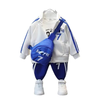 2024 New Trendy Boys Sports Suit for Spring & Autumn Children's Casual Print Clothes Baby Leisure Sportswear