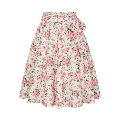 Professional Customized Women's High Quality Sublimation Golf Skirt A-line Bow Belt Floral Skirt Summer Skirt