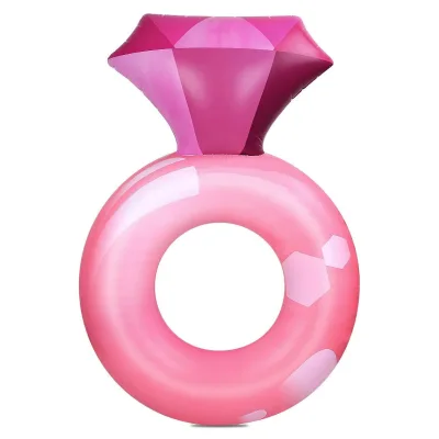 Bachelorette Inflatable Diamond Ring Pool Float 63x43 Inches PVC Material Pink Adult Party Favor