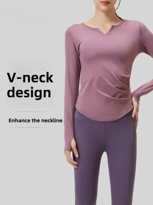 V-neck Yoga Wear Stretchy High-waisted Hip-lifting Fitness Set Running Sports Cycling Wear