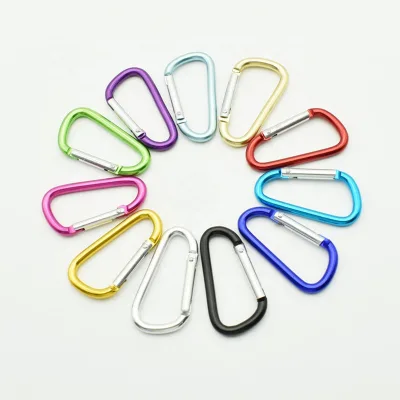 Custom Size Aluminum Black Carabiner New Carabiner Design with clear Rubber logo