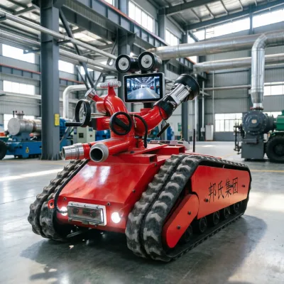 Tracked Firefighting Robot with High-power Fire Monitor Foam Cannon Motor Featuring Q235 Material Easy Operation 75m Range.