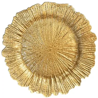 Hot Sale Antique 13 Inch Cheap Luxury Elegant Gold Charger Plates Wedding Party Decoration Plates