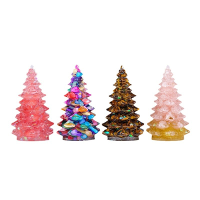 Natural Crystal Christmas Tree Ornament Colorful Crystal Gravel Glue Decorative Gift for Holiday Lucky Tree Decoration