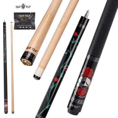 For Fashionable Rose Pattern Maple Forearm Center Joint 1/2 Split Pool Cue with Leather Grip
