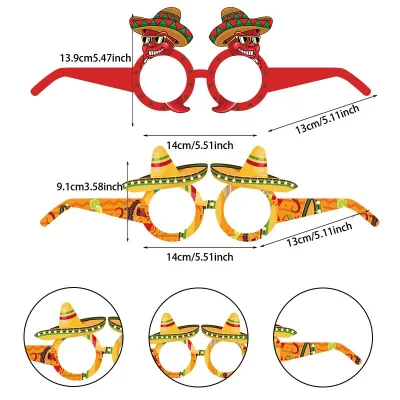 Cross-Border New Mexican Paper Glasses Set Funny Props for Party Birthday Christmas Easter Photoshoot Cake-Shaped Decorations
