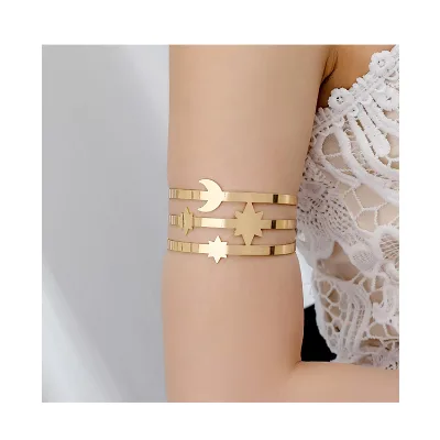 New Star and Moon Design: a Hot-Selling Multilayer Arm Cuff for Women. This Fashionable Arm Bracelet Features Sleek Lines and a