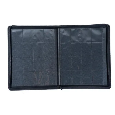 Large Capacity Trading Card Binder 16-Pocket Leather Side Load Cards Album Black