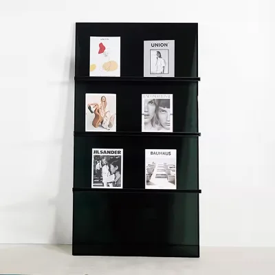 Custom Acrylic Bookshelf Floor Standing Display Rack for Living Room Multi-Layer Integrated Wall Shelf