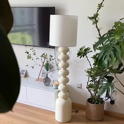 Nordic Gourd Wabi-sabi Style Living Room Sofa Lamp and Creative Round Acrylic LED Floor Lamp for the Bedroom
