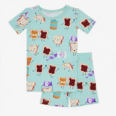 Custom Breathable Bamboo Short Sleeves Summer Kids Two-Piece Pajamas Set for Girls Wholesale