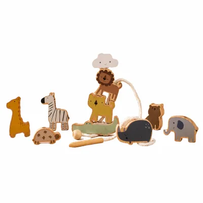 Wooden Animal Lacing Beads Threading Toy Montessori for Toddlers