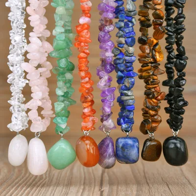 Spring Summer Fresh Purple Crystal Beads Necklace Women's All-Match Irregular Minimalist Pendant Clavicle Jewelry Wholesale Gift