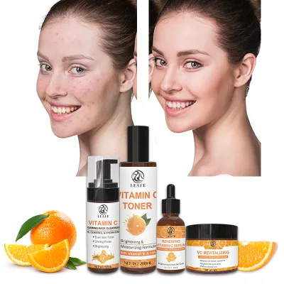 Vitamin C Repair Skincare Set Whitening Lightening Skincare Set Vitamin C Facial Serum Vitamin C Body Lotion Set