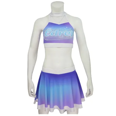 Dreamy Purple Starry Night Crop Top Pleated Skirt Set Comfortable Breathable Cheerleading Uniforms with OEM Service Available