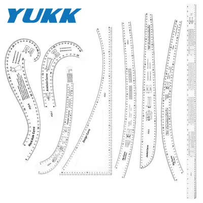 8-Piece Set 1.8/3.6MM Pattern Making Ruler Set for Clothing, Cutting, and Sewing Machine Multi-Purpose Quilting Ruler