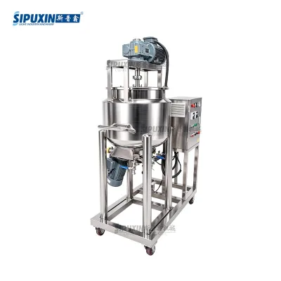 Guangzhou Factory Price 100L Mobile Electric Heating Mixing Tank With Bottom Homogenizer Stainless Steel Cosmetic Mixer Pot