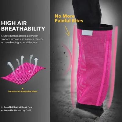 Breathable Adjustable and Universal Loose Fitting Leggings for Horses Reduce Stressful Stomping Mesh Horse Fly Boots Set of 4