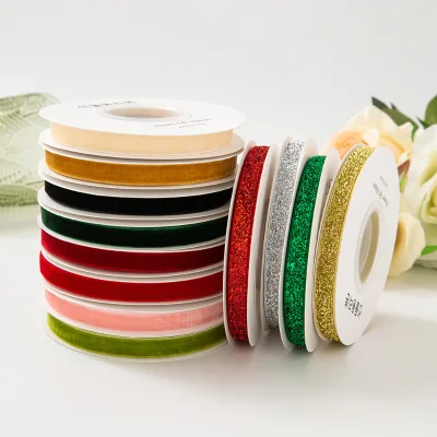 Gold Flocking Ribbon Glitter Velvet Ribbon Diy Materials Wrap Gift Ribbons